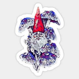 Gnome with Toadstools Sticker